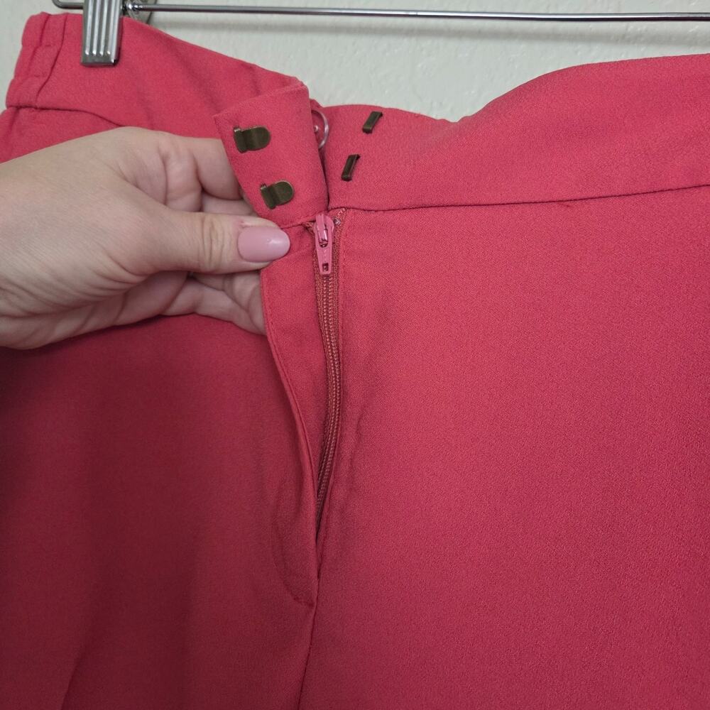 WHBM | The Wide Leg Watermelon Pink Center Press Trousers Pockets Long Tall - Picture 5 of 10
